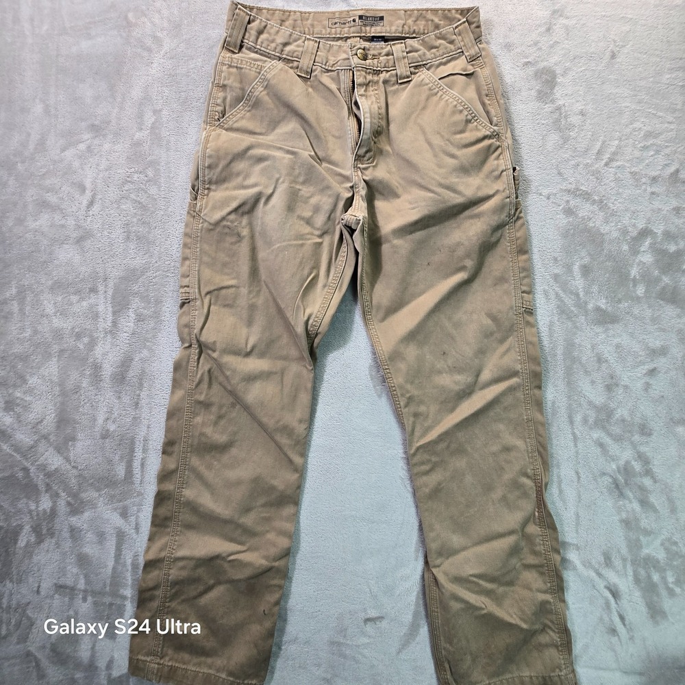 Carhartt Carpenter Utility Work Pants Mens 30x30 Beige Relaxed Fit Cargo 0966